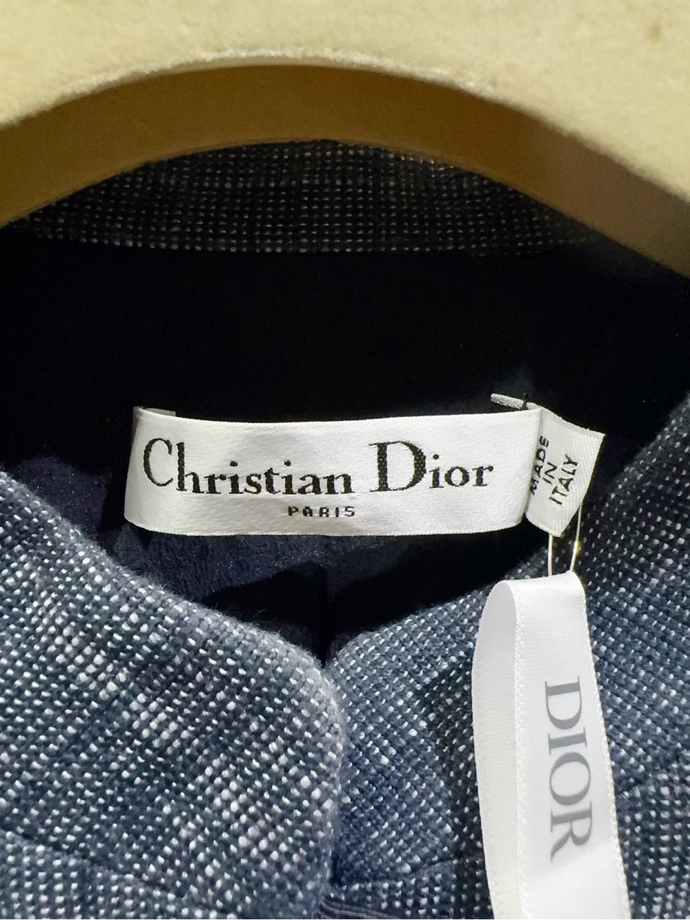 Dior Navy Tweed Sleeveless Belted Dress - Picture 4 of 5